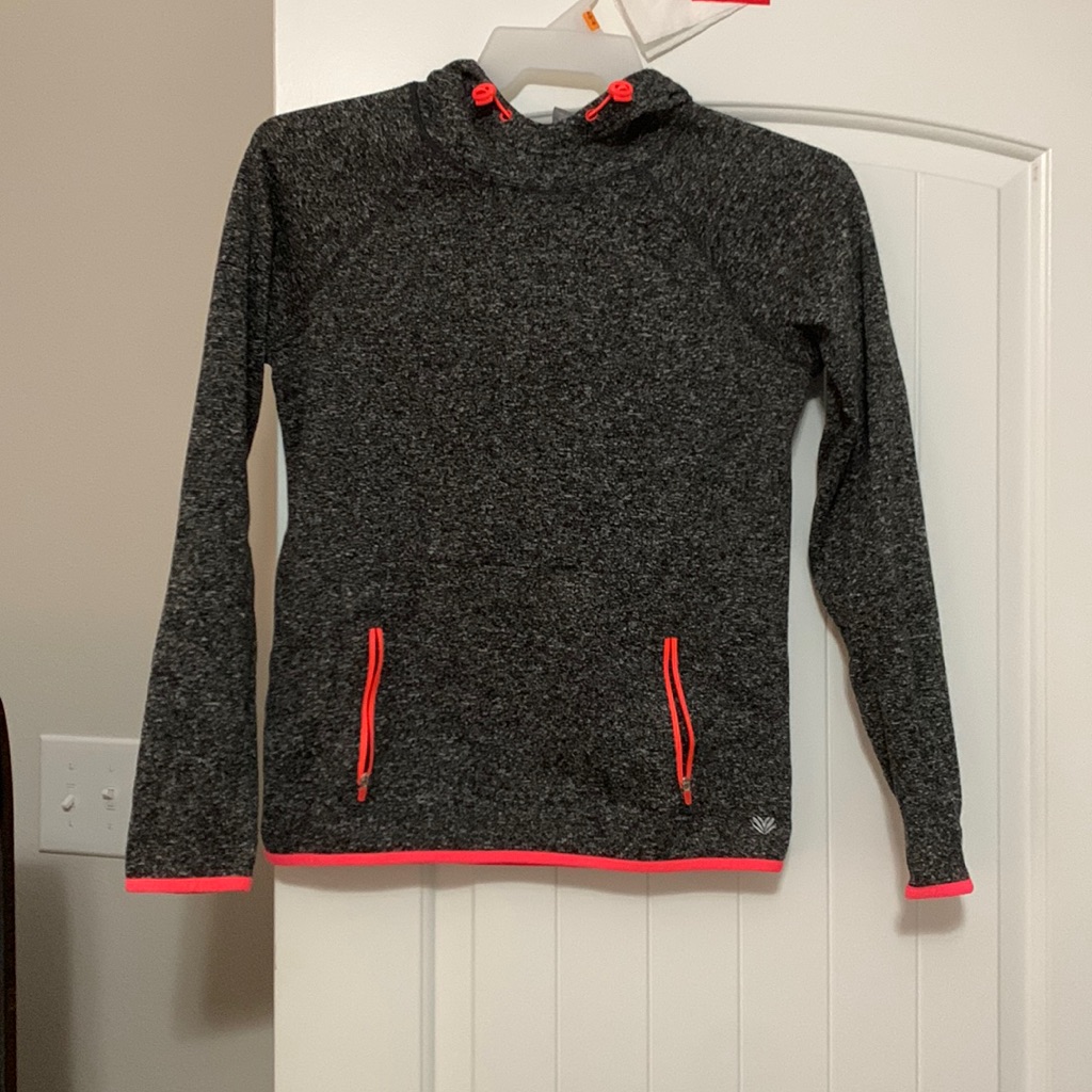 Gray/Pink Forever 21 Athletic Fitted Hoodie With Zip Front Pockets